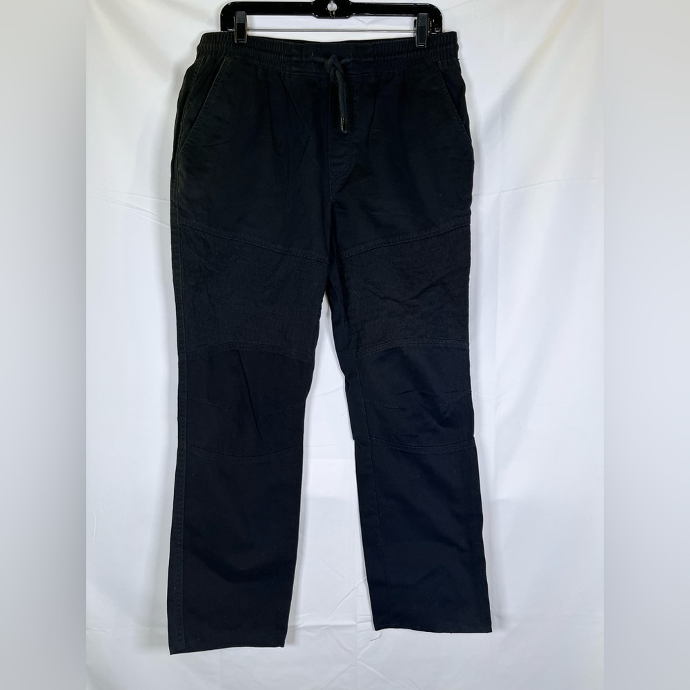 American Rag Mens Sz M Black Chino Pants Straight Leg Cotton Drawstring Pockets
